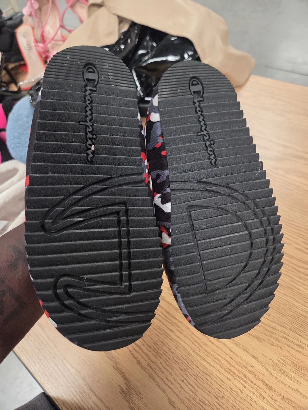 Champion Kids' Red & Gray Camo One-Piece Slip-On Shoes